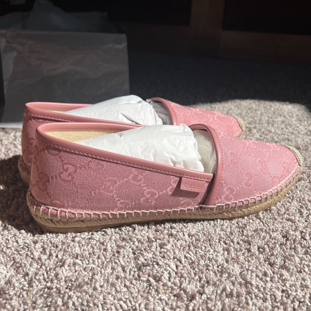 Gucci Pink GG Canvas & Leather Espadrille